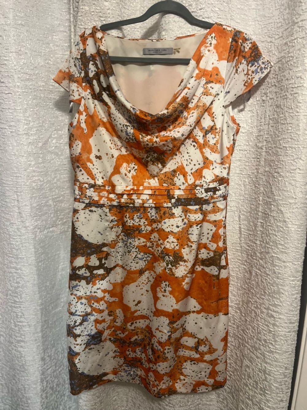 Marc New York Peach Blouse with Orange & Brown Print